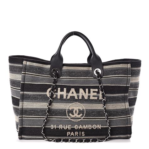 chanel deauville tote stripe|Chanel deauville tote size comparison.